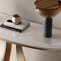 Table d'appoint murale semi-circulaire en marbre faite à la main, style luxe léger haut de gamme, console d'entrée moderne et artistique pour villa