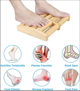 Rol pijat kaki kayu mewah polos warna alami Plantar Fasciitis pemijat tumit neuropatik pijat nyeri kaki - Product Image 3