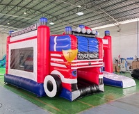 Structure de jeu gonflable en PVC de haute qualité, thème brigade des pompiers, toboggan gonflable commercial