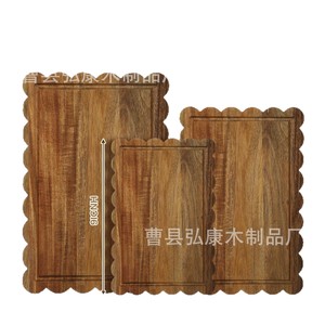 Ensemble de planches à découper en bois d'acacia, bord ondulé, planche à découper de cuisine pour usage domestique, portable, double face - Product Image 2
