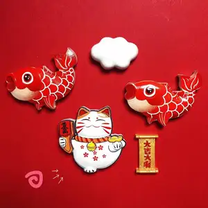 Chinese Style Cute Creative 3d Resin Fish Fridge Magnet New Year Picture Refrigerator Magnet for Sale