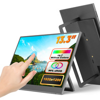 Écran portable de 13,3 pouces de type C, écran tactile capacitif à 10 points, écran IPS 1200P, haut-parleur intégré, branchement et lecture, extension d'ordinateur portable