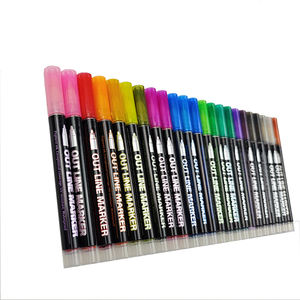 Glitter Art Markers Craft Tekenset 12 Kleuren Niet-toxisch Dubbele Kleuren Contourmarkers Hot Selling - Product Image 2