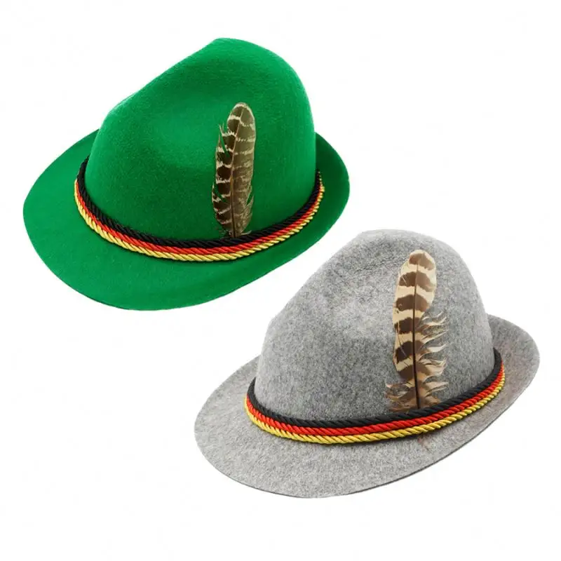 Grosir bir Jerman Bavarian Alpine Felt topi Fedora Festival bir pesta Oktoberfest topi