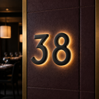 Letras Iluminadas con Halo de Aluminio Sólido, Letreros Personalizados para Negocios con Acabado Negro Mate para Exhibición de Números de Habitación en Hoteles Boutique