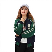 Veste Bamber Popover à manches longues pour femme avec col montant Tissu tissé à coupe décontractée Logo avant teint uni-Style de rue pour l'automne