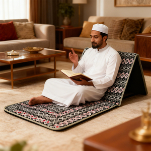 Tapis de prière pliable en velours gaufré avec sac, rembourré en éponge, pour voyage, motif Turquie Musulmane - Product Image 3