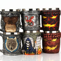 Tasses à bière de la mort en acier inoxydable MBA02 Angel Demon Scythe Handle Drink Cup As Halloween Horrible Tankard