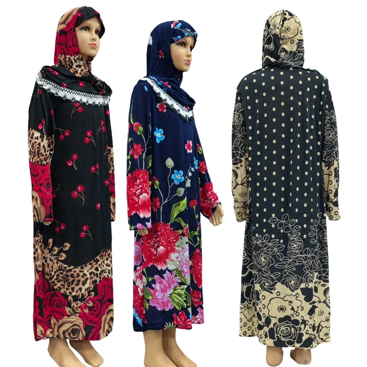3 ~ 10 anni moda bambino musulmano vestito foulard con cappuccio Abaya Robe arabo Dubai bambino caftano Hijab ragazze islamiche Eid Party Gown Jilbab