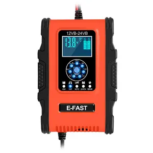 Car Battery Charger 12V 24V Pulse Repair LCD Display Smart Fast Charge AGM Deep cycle GEL Lead-Acid Charger For Auto Motorcycle