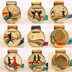 Medallas Deportivas Personalizadas de Metal, Aleación de Zinc, Oro, Plata, Bronce, Maratón, Atletismo, Fútbol, Baloncesto, Taekwondo, Natación, Baile - Product Image 1