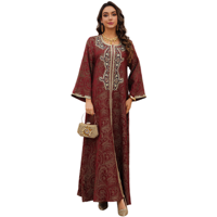 Robe Kaftan Bordeaux Brodé et Perlé pour Soirée, Mariage, Fête, Luxe, Dubaï, Gala Nuptial, S-XXL, Abaya pour Invitée de Mariage et Réception