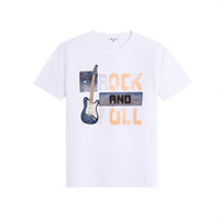 Kurzärmliges, bequemes, weiches Unisex-T-Shirt aus 210 g/m² 100 % Baumwolljersey, lässig, atmungsaktiv, strapazierfähig, mit Rock'n'Roll-Gitarren-Print