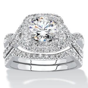 Anillo de Compromiso de Diamantes en Oro Blanco para Mujer Q103, Corte Brillante Redondo, Color G Natural, Diseño Halo - Product Image 1