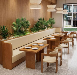 Ensemble table et chaises de stand commercial sur mesure en usine, meubles de salle à manger en bois massif, stand d'angle avec rembourrage pour restaurants/café - Product Image 4