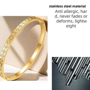 Série été 2024, bracelet en acier inoxydable personnalisé exquis de 6 mm avec design géométrique en zircon pour cadeau de mariage pour femmes - Product Image 2