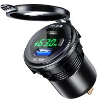 Chargeur Usb pour voiture Qc30 Pd Type C Voltmètre Usb Display QC 18W PD 45W Fast Charge Usbc Charger Socket With Switch