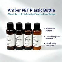 Bouteille en plastique PET ambre, mini bouteille cosmétique de voyage, bouteille d'échantillon de shampoing et de lotion pour hôtel, impression de logo personnalisée, parfum personnalisé