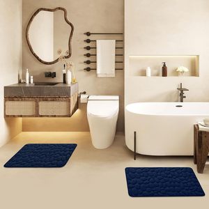 Modern Coral Velvet Embossed Pebble Non-Slip Polyester Thick Absorbent Solid Color Bathroom Entrance Floor Mat - Product Image 4
