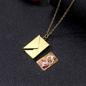 Custom wholesale 316L Stainless Steel 14k 18k Gold Plated Picture Photo Pendant <b>Locket</b> Envelope Jewelry Necklace for <b>Women</b> Men - Product Image 5