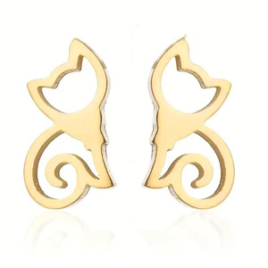 Orecchini a Perno Minimalisti a Forma di Volpe, Design Ispirato agli Animali, Eleganti Gioielli da Donna per Uso Quotidiano, Idea Regalo - Product Image 5