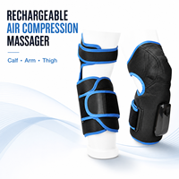 Masseur de compression d'air rechargeable noir pour mollets, cuisses et bras, 3 modes, 3 niveaux, chaleur en option, chargement USB pour la maison et les voyages