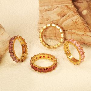 Anillo de Circonita Cúbica Colorido Arcoíris para Mujer, Joyería Chapada en Oro de 18K PVD, Acero Inoxidable 316l, Anillos Apilables con Circonitas - Product Image 2