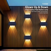 Appliques murales solaires pour portail, éclairage haut et bas 6W blanc chaud IP65 étanche, à batterie DC, pour jardin, terrasse, cour, lumière décorative