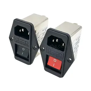 EMC thấp vượt qua 12V DC EMI RFI Lọc ổ cắm EMI Bộ lọc tiếng ồn với 3 pin nam ổ cắm và cầu chì chủ