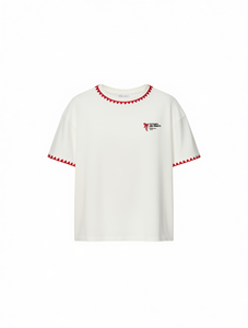 T-shirt Casual da Donna a Maniche Corte con Stampa Fiocco, Girocollo, 100% Cotone Jersey, Vestibilità Ampia, Primavera Estate - Product Image 1