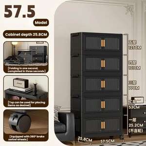 Armoire <span class=keywords><strong>de</strong></span> <span class=keywords><strong>rangement</strong></span> pliable en <span class=keywords><strong>plastique</strong></span> moderne <span class=keywords><strong>à</strong></span> 5 niveaux, grande capacité, organisateurs d'armoire détachables, tiroirs <span class=keywords><strong>de</strong></span> <span class=keywords><strong>rangement</strong></span> avec <span class=keywords><strong>roulettes</strong></span> - Product Image 2