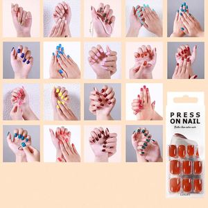 Faux ongles courts couleur unie, style européen et américain, simples et détachables, vente en gros - Product Image 6