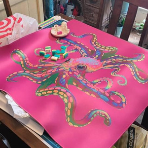 Tapis de table de mahjong personnalisé à motif pieuvre, 31,5 pouces, en caoutchouc épais, imperméable et antidérapant, protection de table pour salle de jeux - Product Image 5