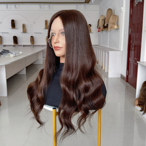 Ready to Ship Glueless Wavy Unprocessed Virgin Hair Lace Top Invisible Small Knots <b>Wig</b> for Women Lace Frontal Human Hair <b>Wig</b> - Product Image 3