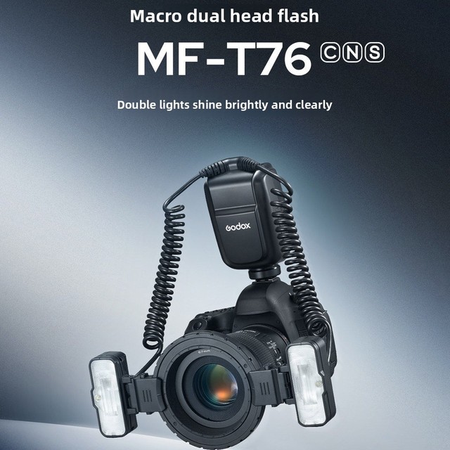 Godox MF-T76C/N/S Macro Ring Flash for Photography & Dental Work-Compatible with DSLRs Portable External TTL Automatic