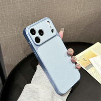 Étui de téléphone rétro en cuir litchi pour iPhone 18 ProMax 17 Air 16 15 14 13 Pro – Coque rigide de protection couleur unie avec protection d'appareil photo