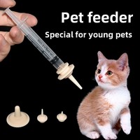 Mangeoire en plastique pour animaux de compagnie nouveau-nés (chatons, chiots, chiens) - Seringue jetable détachable, tétine miracle pour l'alimentation et l'abreuvement manuel