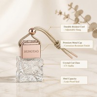 Flacon diffuseur de parfum pour voiture en verre taillé carré de 10 ml, avec bouchon à vis, personnalisable avec logo OEM, pour huile parfumée