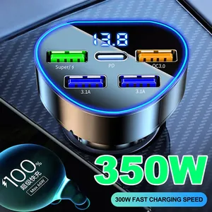 Cargador de Coche de 350W con USB Tipo C, Carga Súper Rápida en el Coche con Monitor de Voltaje LED para iPhone, Samsung, Huawei, Oneplus, Vivo, Oppo - Product Image 3