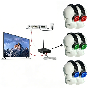 5 Transmisores RGB, Auriculares Inalámbricos Silenciosos <span class=keywords><strong>para</strong></span> Discoteca, Auriculares Inalámbricos con 5 Canales de Conmutación, de Uno a Muchos, <span class=keywords><strong>para</strong></span> Fiestas y Eventos - Product Image 4