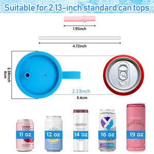 Luftdichte, Staubdichte und Auslaufsichere Wiederverwendbare Silikon-Getränkedosendeckel mit Strohhalm, Dosendeckel mit Griff, Getränkeabdeckung - Product Image 2