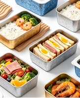 Kotak Makan Titanium Murni Wadah Penyimpanan Kulkas Tutup Kaca Persegi Kedap Udara Desain Kristal Bunga Es Kelas Makanan