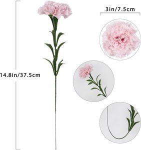 Grossiste d'usine : Œillet artificiel en soie à tige unique pour la décoration de la maison, de mariages et la fête des Mères - Product Image 4