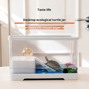 Grande aquário plástico à prova de explosão do habitat do réptil do retângulo do tanque da tartaruga do ouro da floresta tropical ecológica nutritivo - Product Image 1