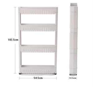 รถเข็นเก็บของ 3 ชั้น ทันสมัย ใช้งานง่าย พร้อมตะกร้าพลาสติก สำหรับใช้ในบ้าน ห้องครัว และเก็บเสื้อผ้า - Product Image 4