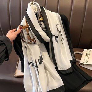 Mode personnalisée Foulard de plage en soie crème solaire Nouveau style Long Nouveau foulard en soie satin de soie pour les femmes - Product Image 4