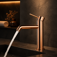 Robinet de lavabo en laiton à poignée unique AMAXO, Robinet de lavabo de salle de bain monotrou, Robinet mélangeur de lavabo de salle de bain, Cartouche céramique