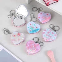 Miroir de maquillage à paillettes Quicksand en gros d'usine, miroir de poche de voyage pliant portable, miroir de chaîne suspendu porte-clés