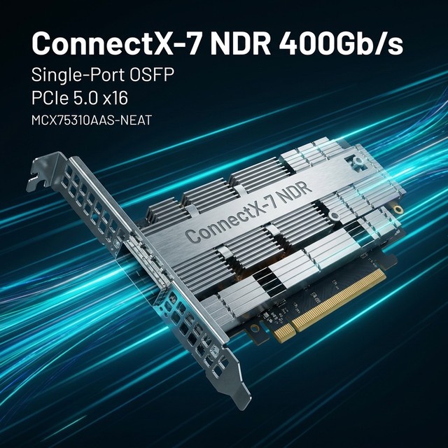 400GbE NDR Single-Port OSFP PCIe 5.0 X16 VPI Network Adapter Card for Data Center MCX75310AAS-NEAT