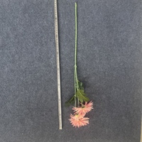 Chrysanthème artificiel de qualité supérieure pour décoration de cercueil et de tombe, fleur à 3 têtes, faux tige unique, vente en gros